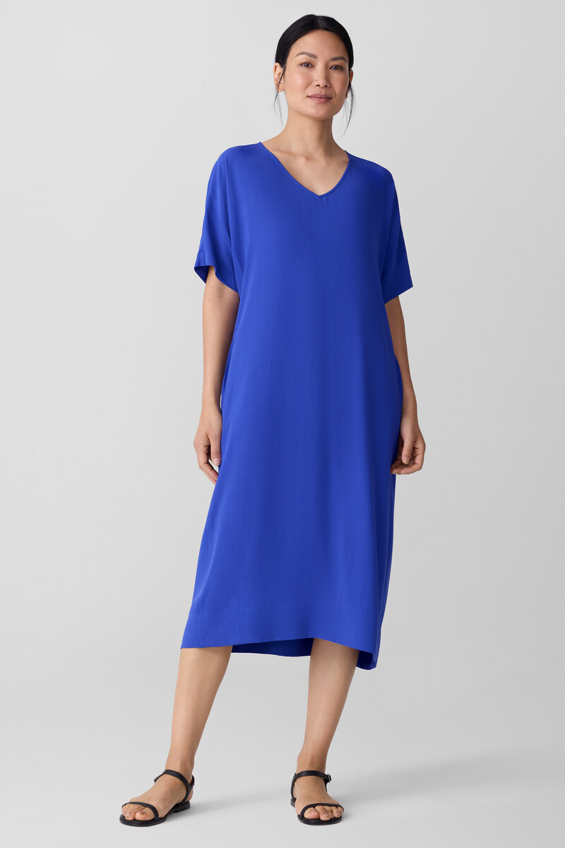 Silk Georgette Crepe V-Neck Dress Silk Georgette Crepe V-Neck Dress