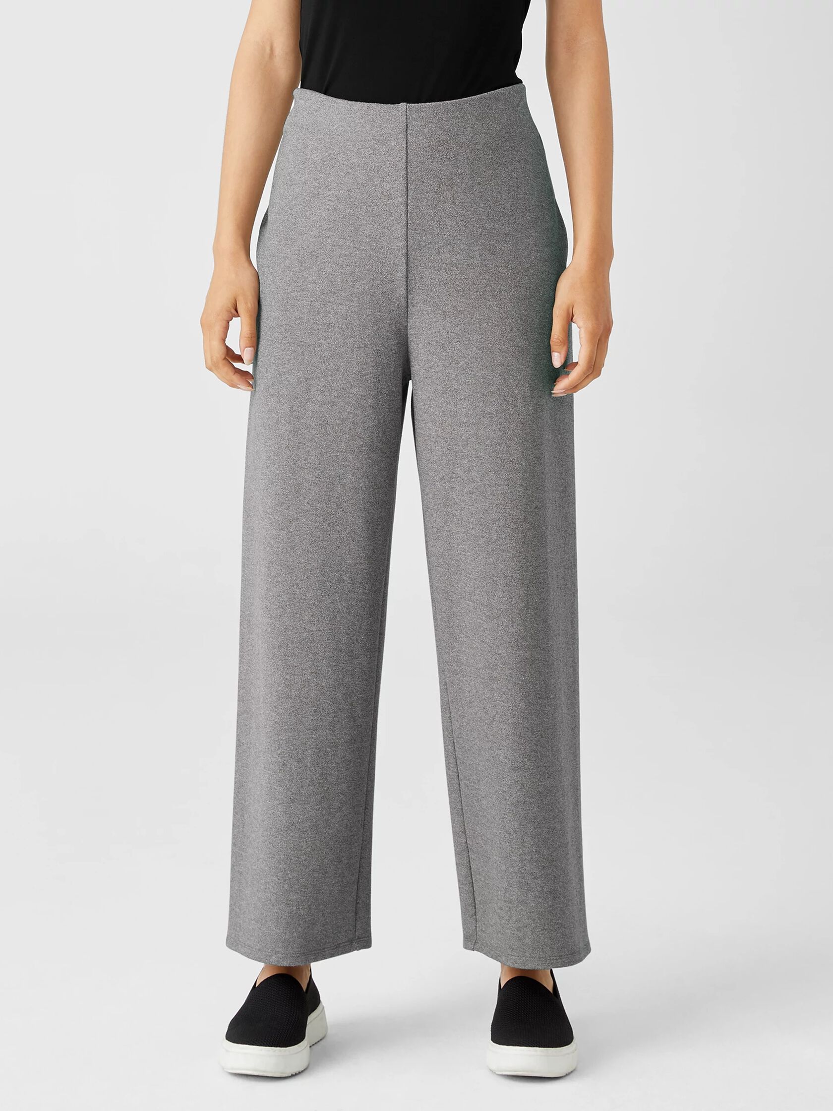 Organic Cotton Melange Crepe Wide-Leg Pant