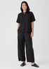 Organic Handkerchief Linen Band Collar Short-Sleeve Shirt