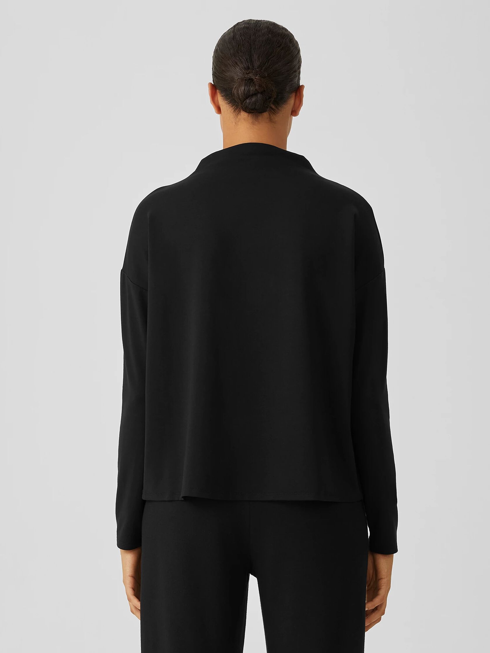 Stretch Jersey Knit Funnel Neck Top