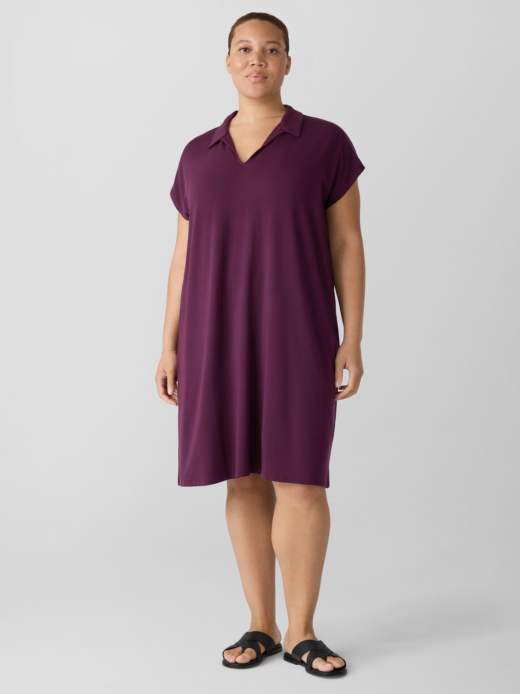 Fine Jersey Split Neck Dress