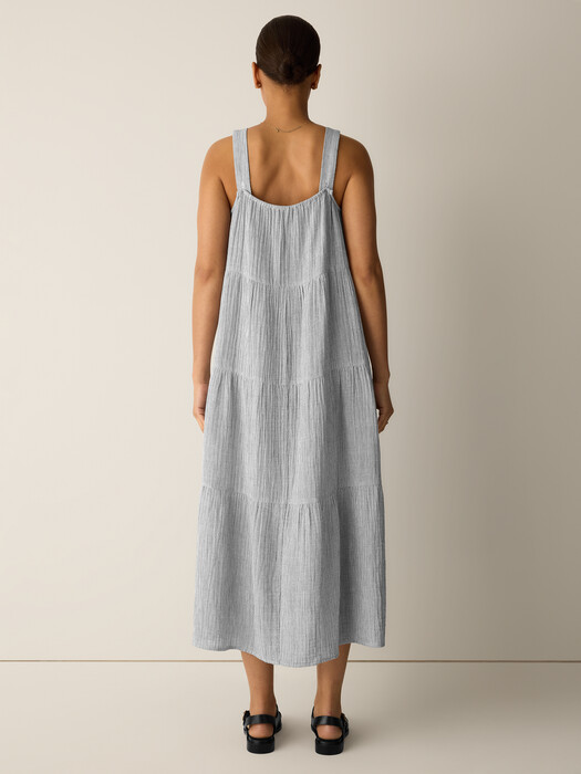 eileen fisher tiered linen dress NWT $248 Eileen Fisher Washed Organic Linen Delave Tiered Dress size 3X