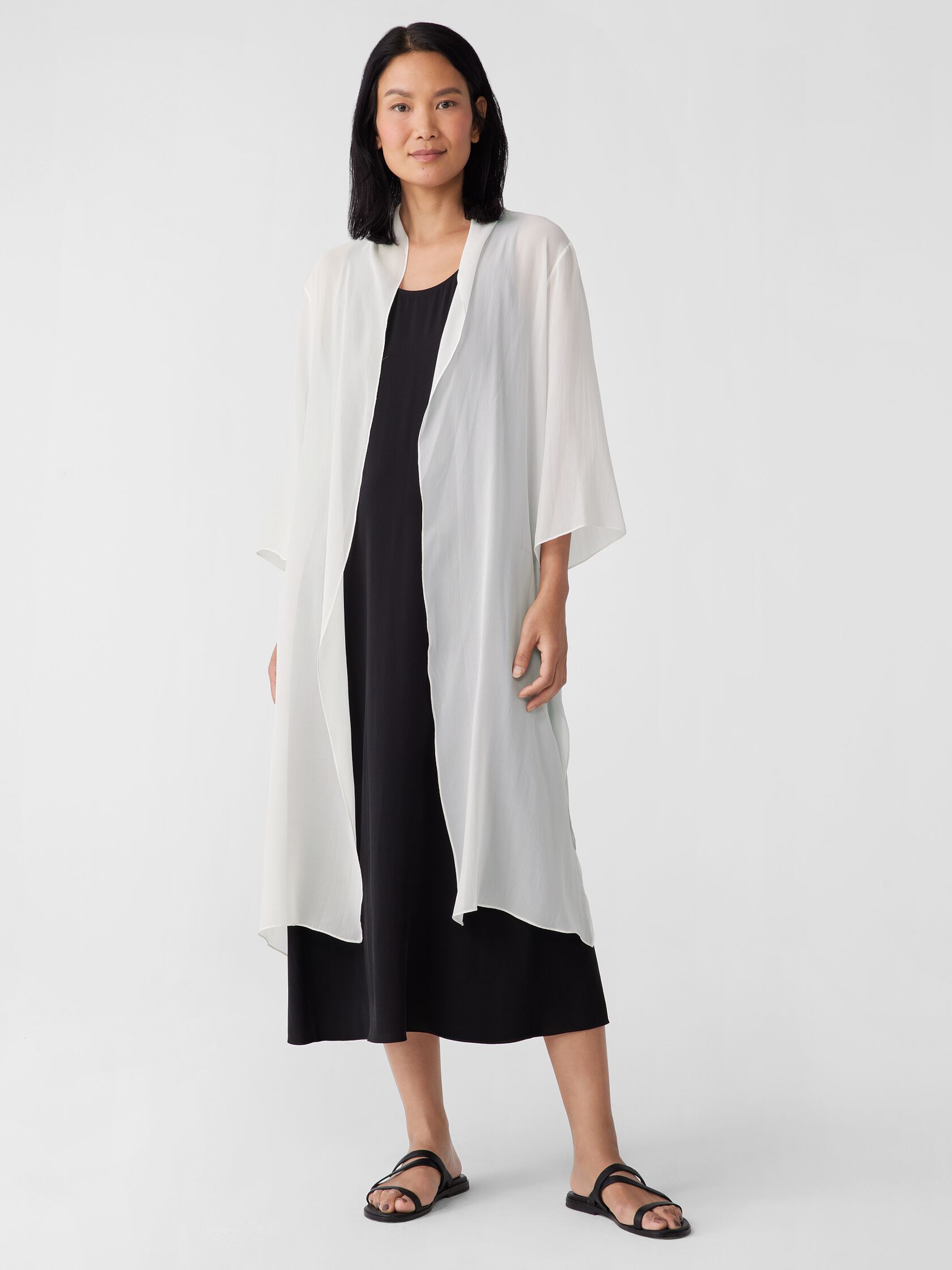 Sheer Silk Georgette High Collar Jacket