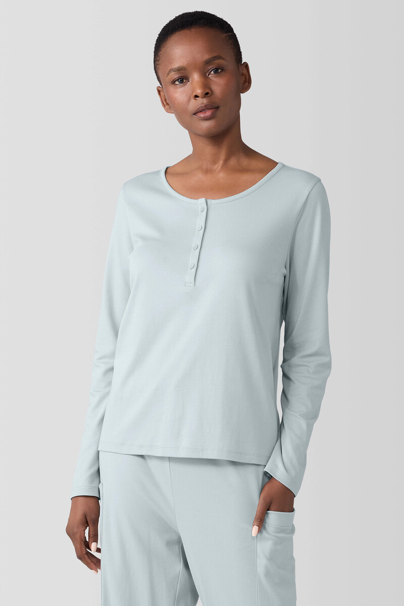 Organic Cotton Interlock Henley Sleep Top Organic Cotton Interlock Henley Sleep Top