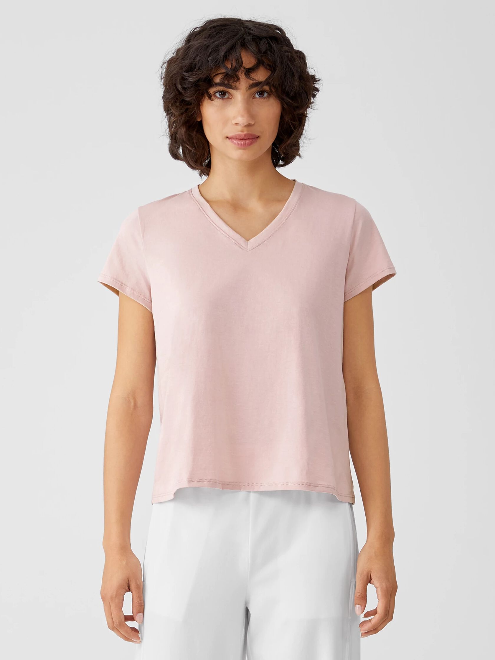 Organic Pima Cotton Jersey V-Neck Tee