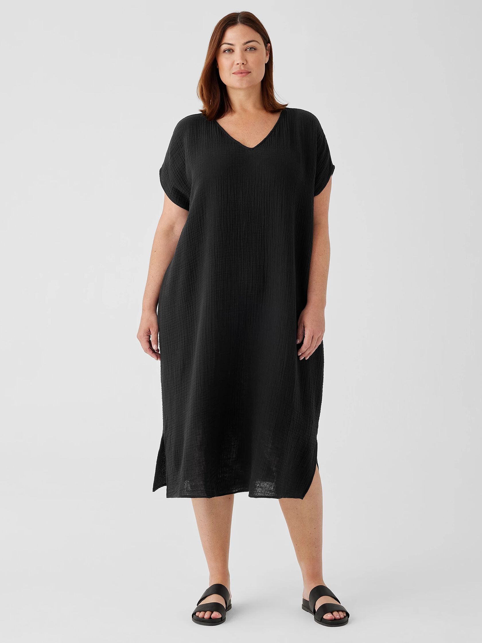 Organic Cotton Gauze V-Neck Dress