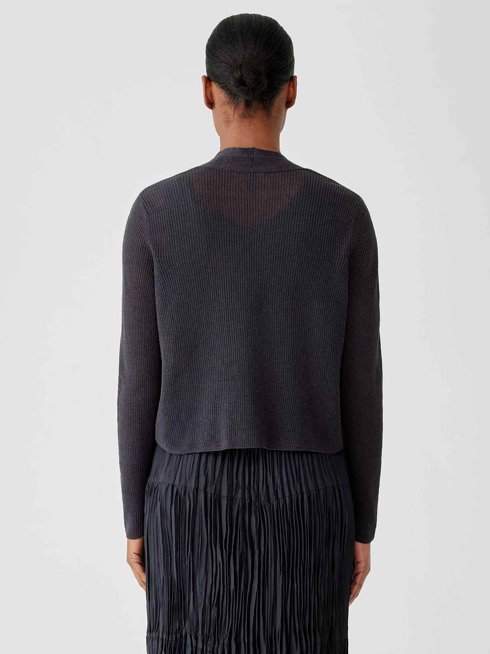 Organic Linen Cotton Tuck Cropped Cardigan