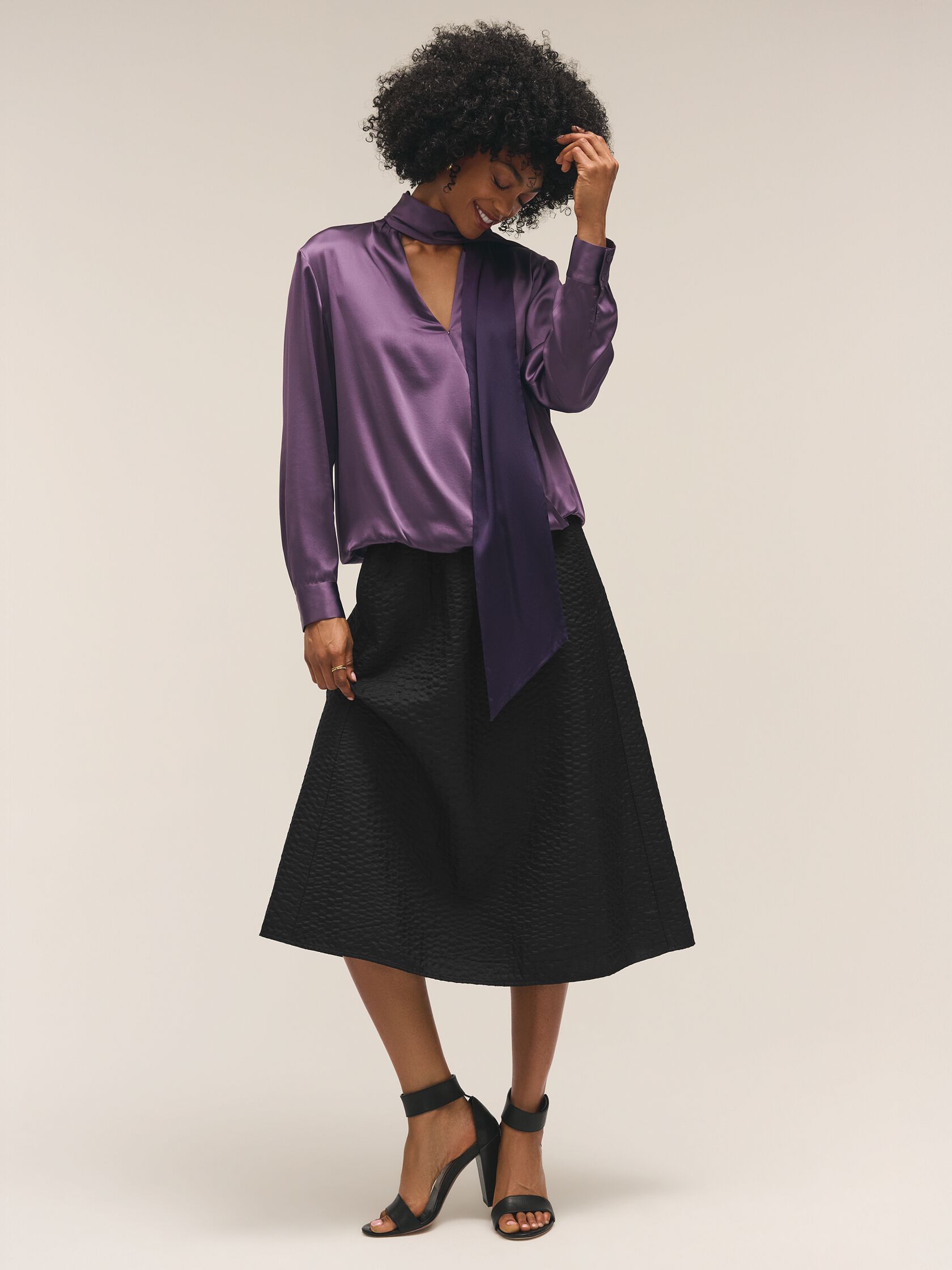 Stretch Silk Charmeuse Wrap Top