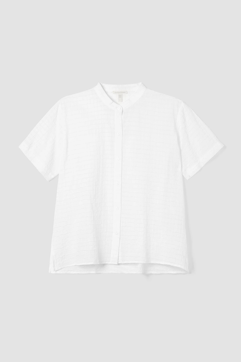 Organic Cotton Voile Box Band Collar Shirt