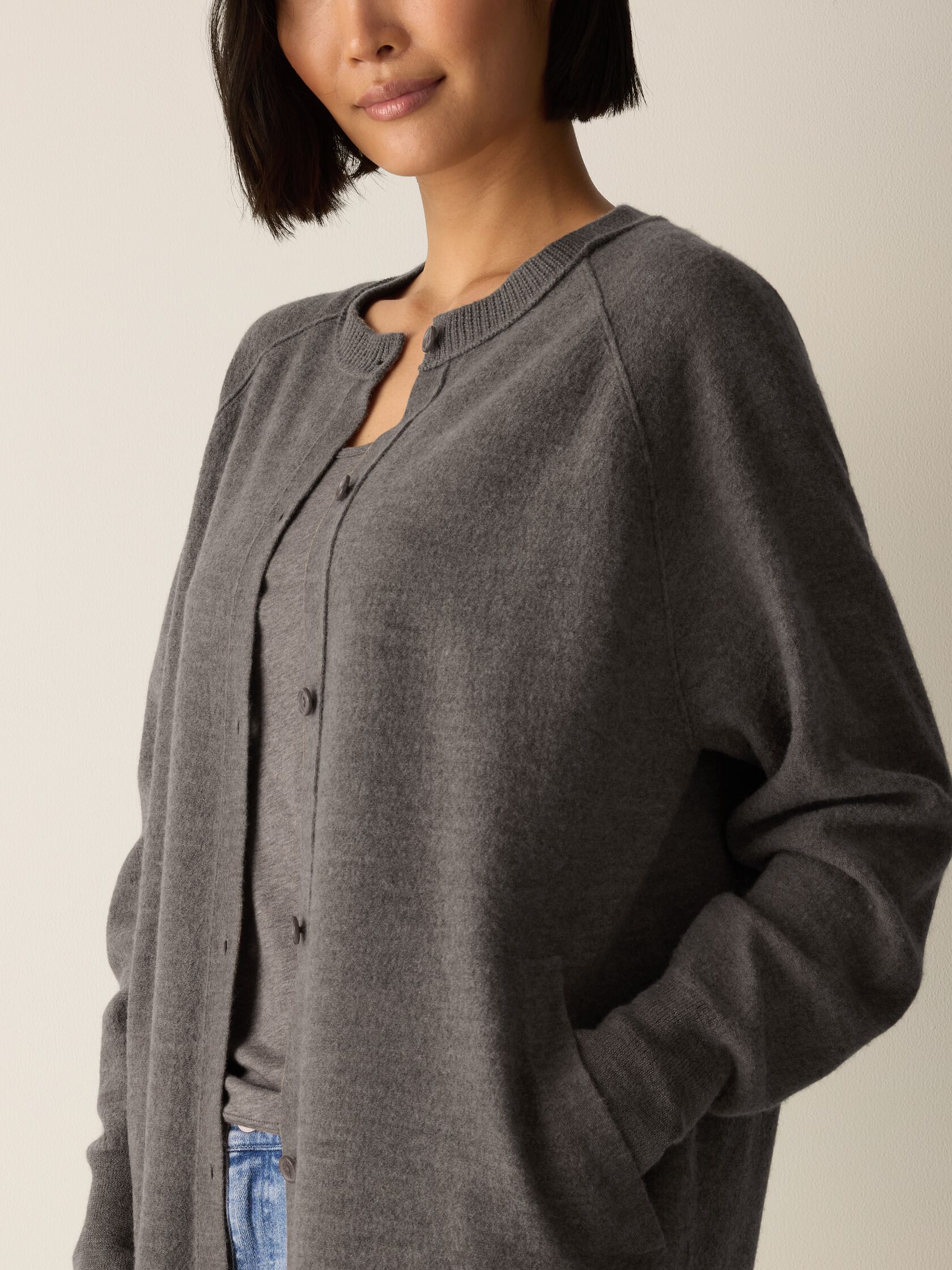 Fine Felted Wool Long Cardigan in Regenerative Wool