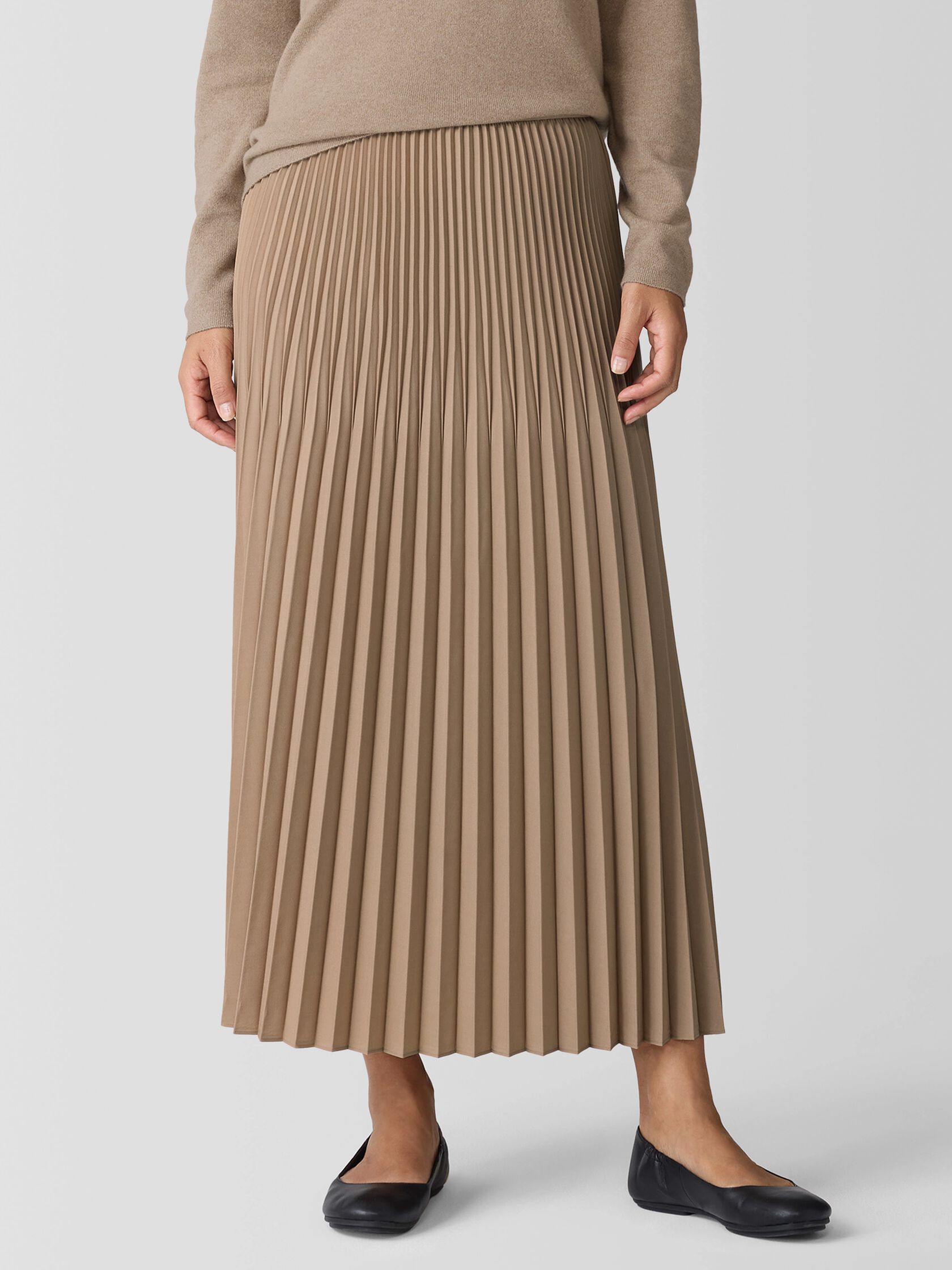 Woven Wool Silk A-Line Skirt