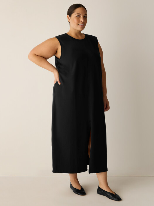 Eileen Fisher Women's Sleeveless Crewneck Tank Dress - Black - Size M Eileen Fisher Women's Sleeveless Crewneck Tank Dress - Black - Size M