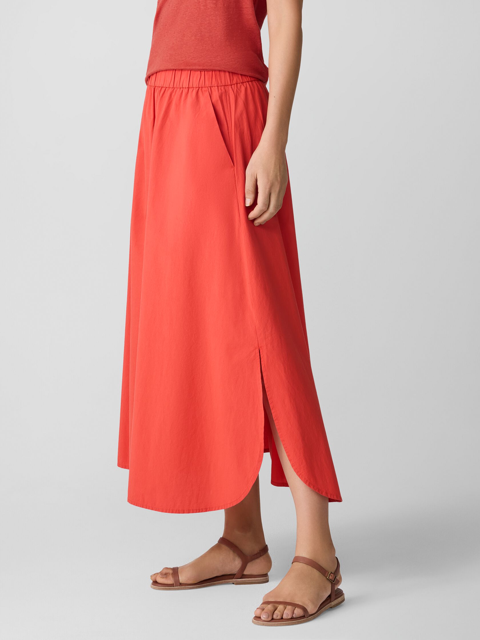 Washed Organic Cotton Poplin A-Line Skirt
