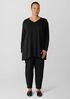 Fine Stretch Jersey Knit V-Neck Long Top