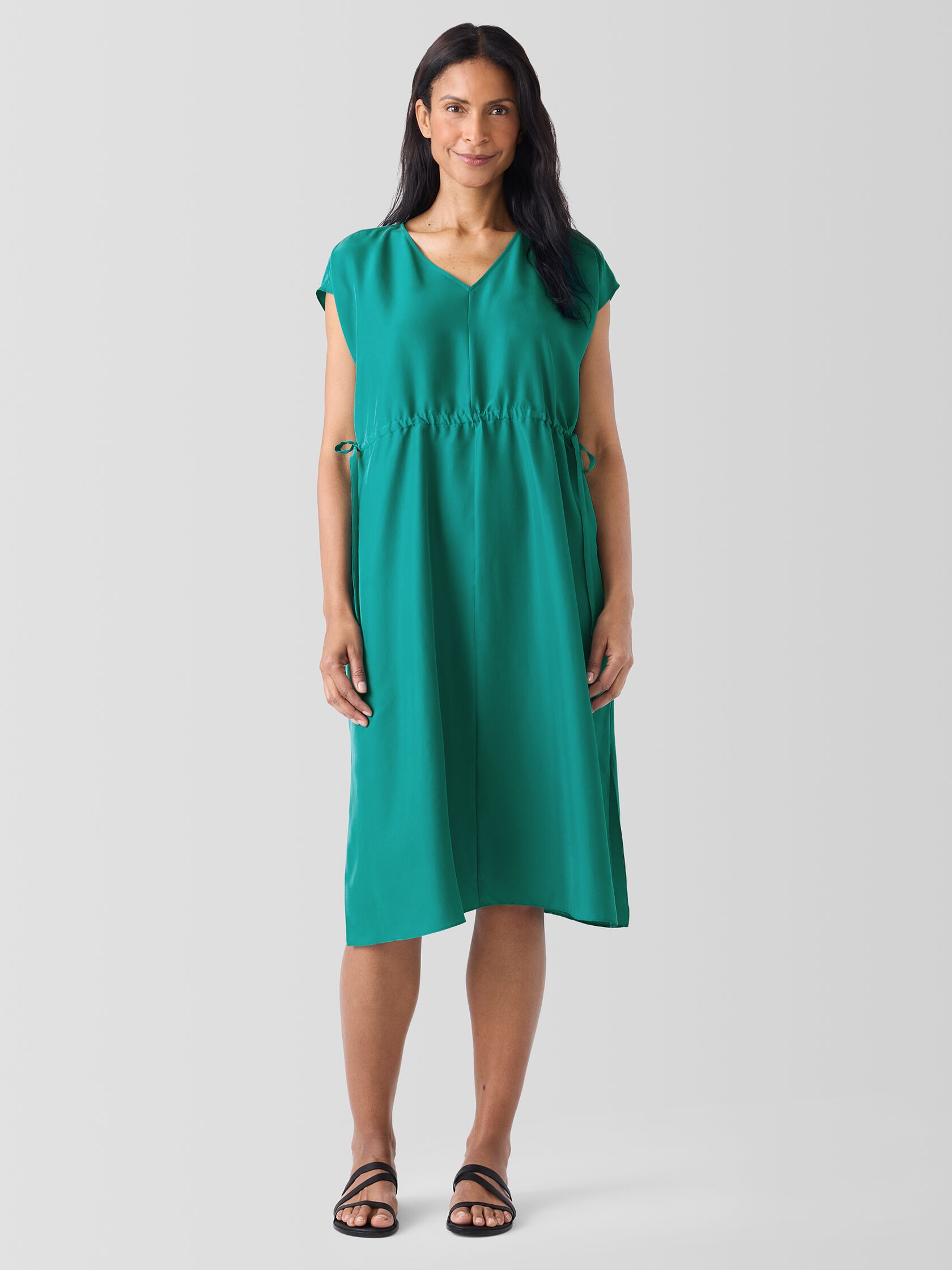 Washed Silk V-Neck Dress