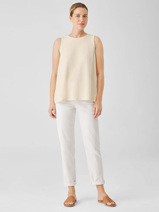 Organic Cotton Slubby Rib Knit Crew Neck Tank