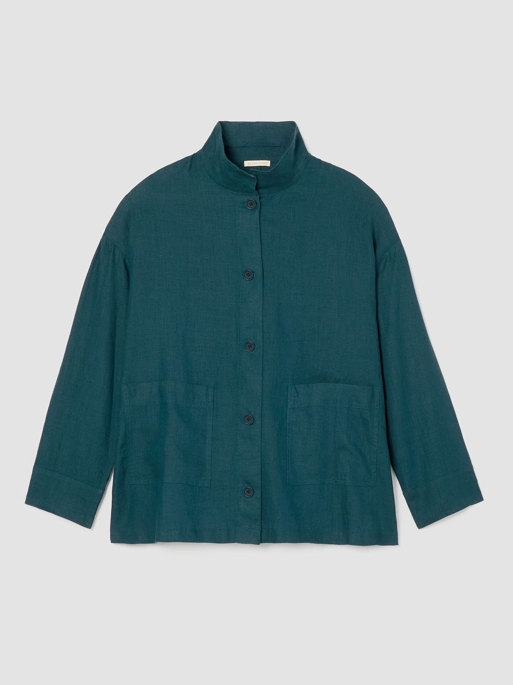 Organic Linen Stand Collar Jacket