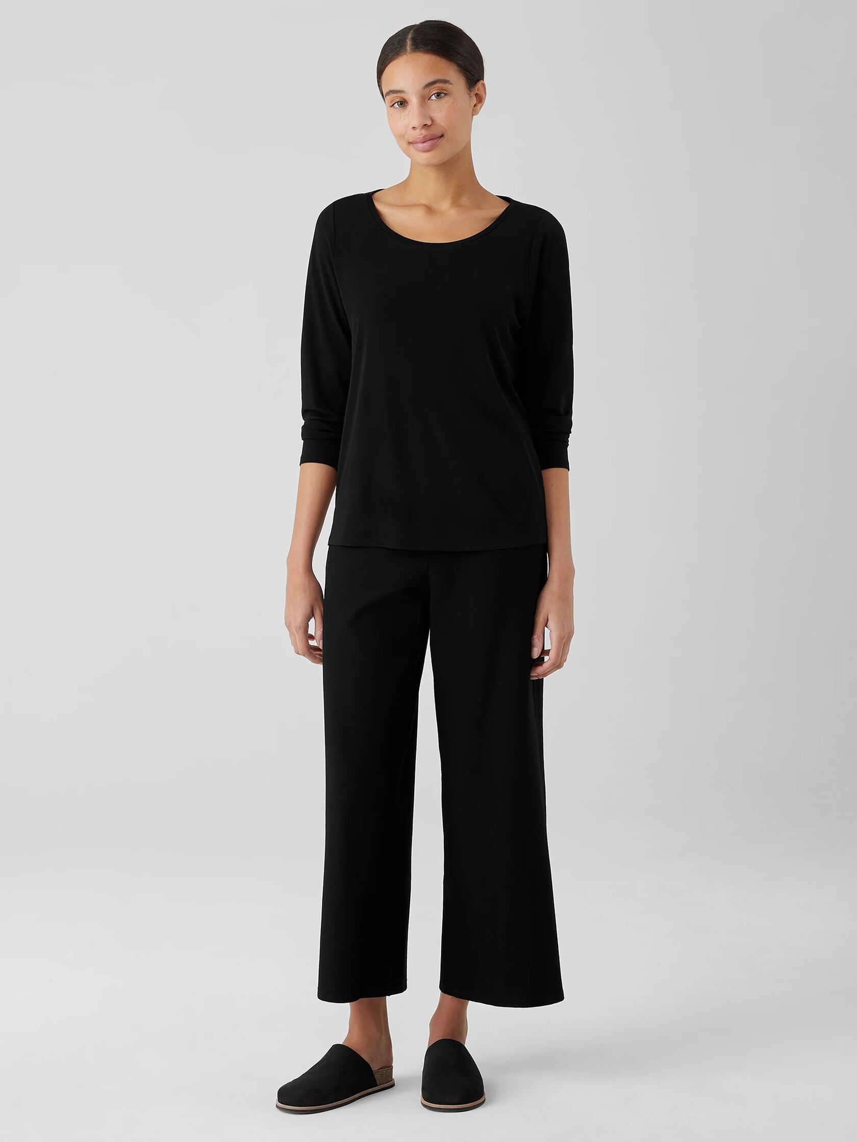 Stretch Silk Jersey Scoop Neck Top