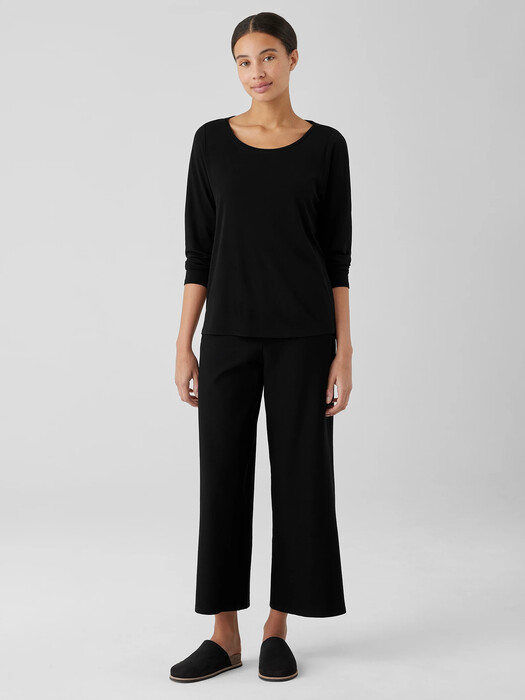Stretch Silk Jersey Scoop Neck Top