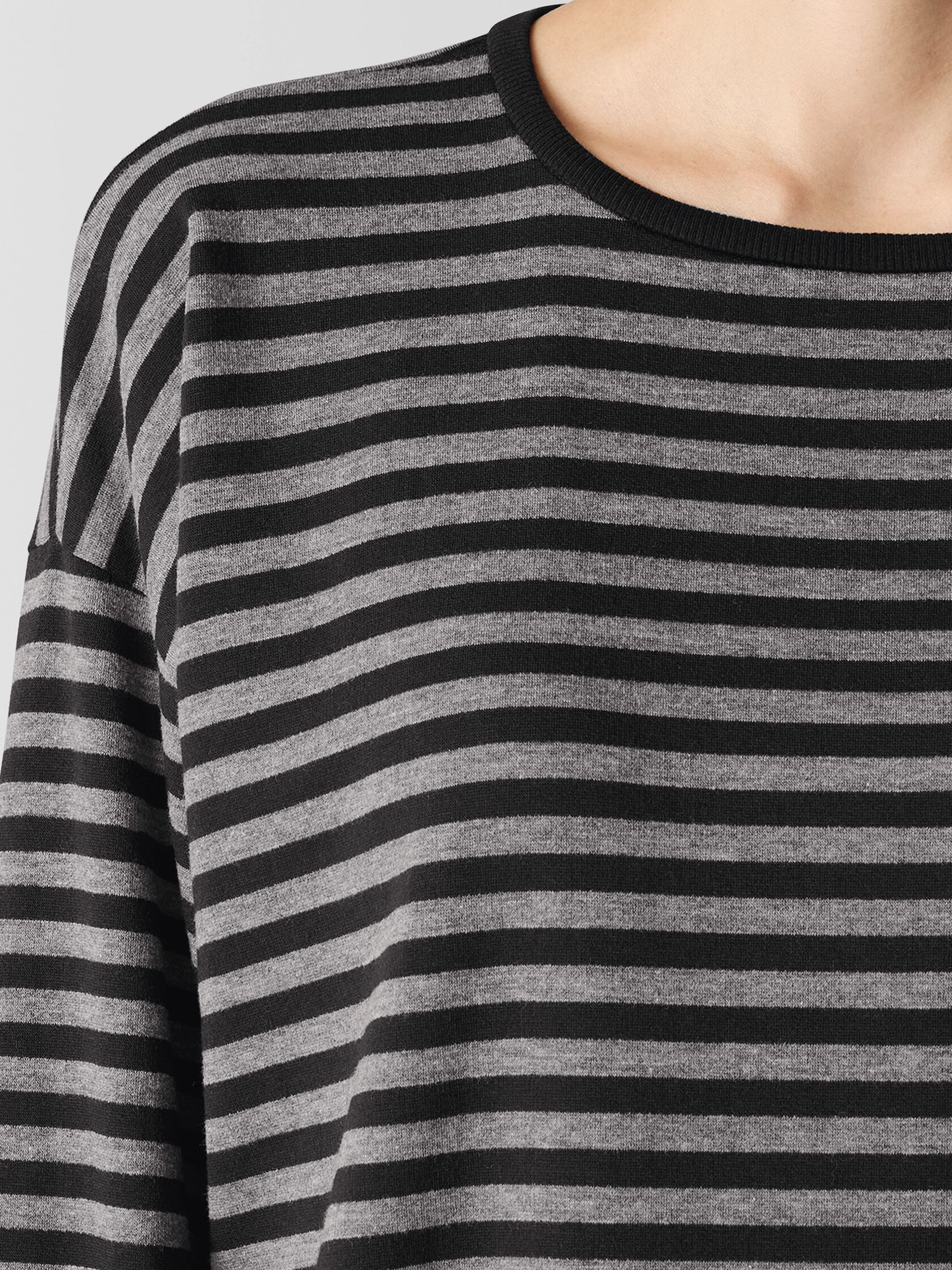 Striped Cozy Brushed Terry Long Box-Top