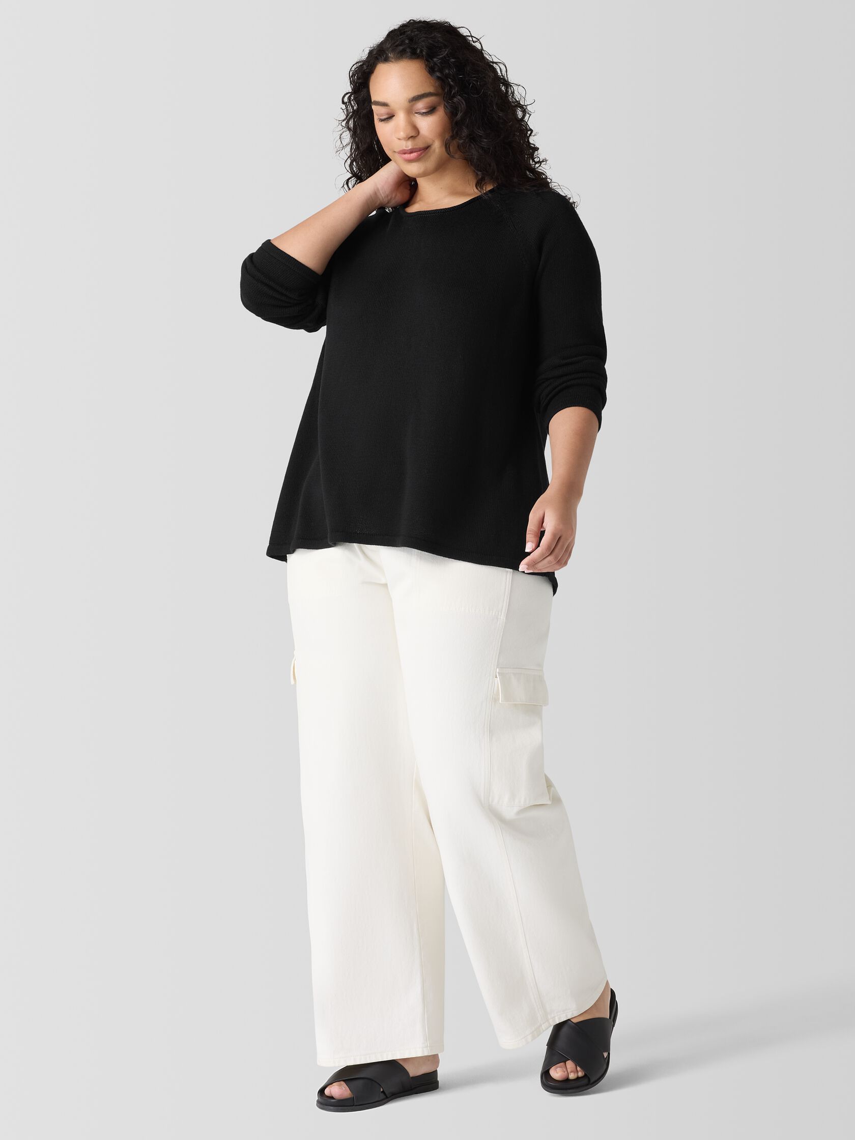 Peruvian Cotton Blend Crew Neck Top