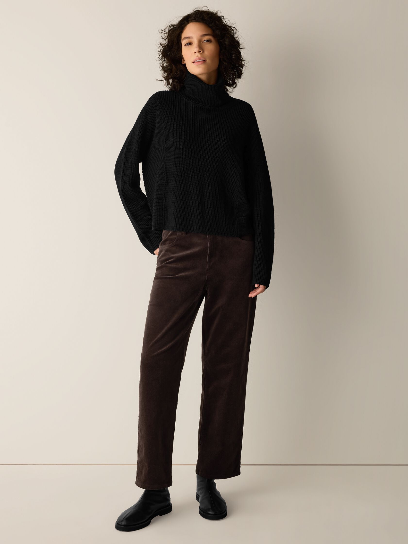 Italian Merino Turtleneck Top in Regenerative Wool