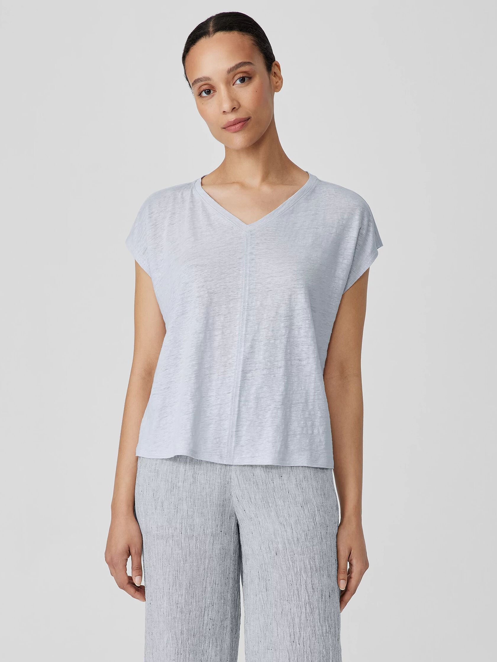 Organic Linen Jersey V-Neck Tee