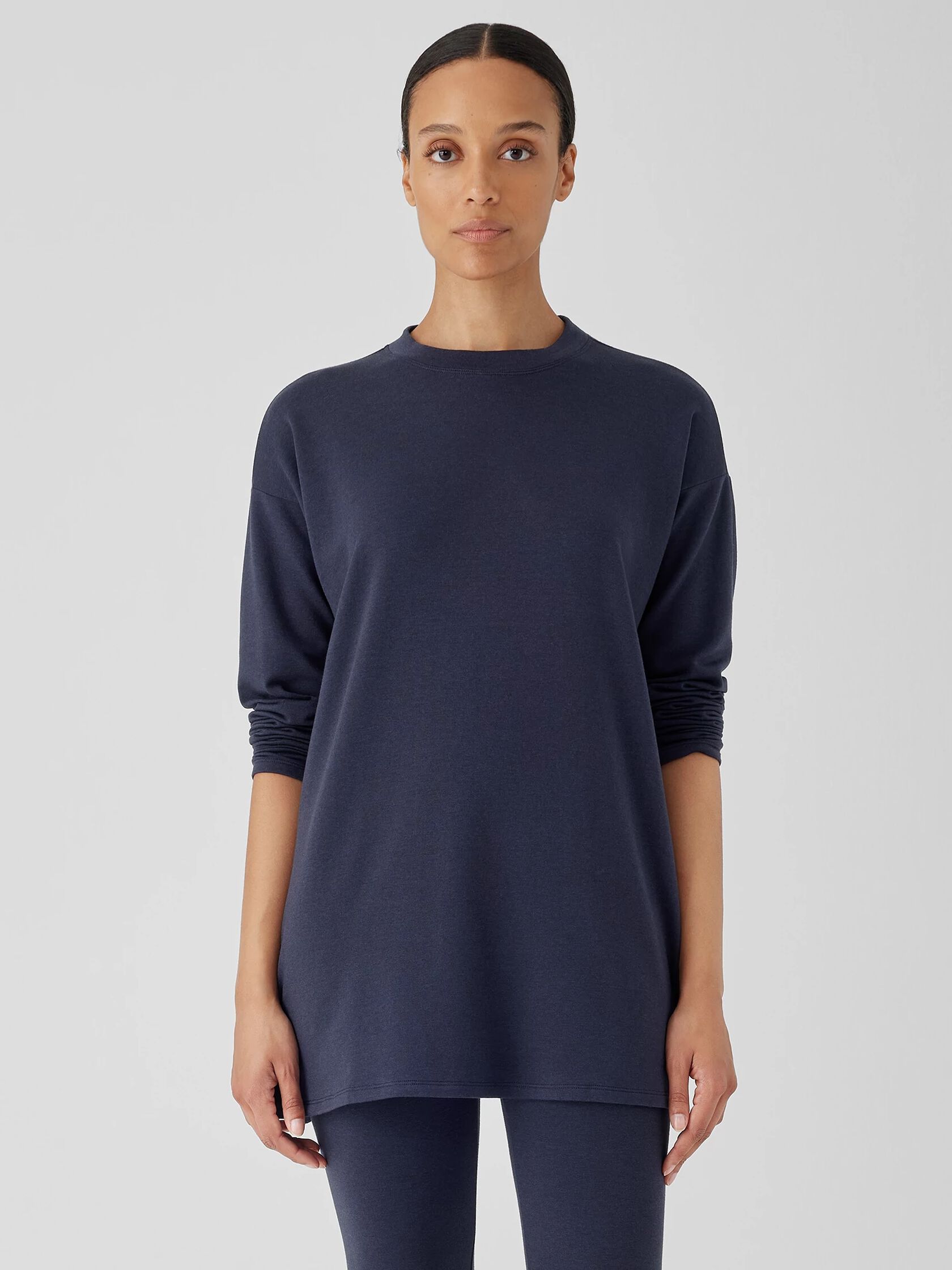 Cozy Brushed Terry Hug Crew Neck Long Top