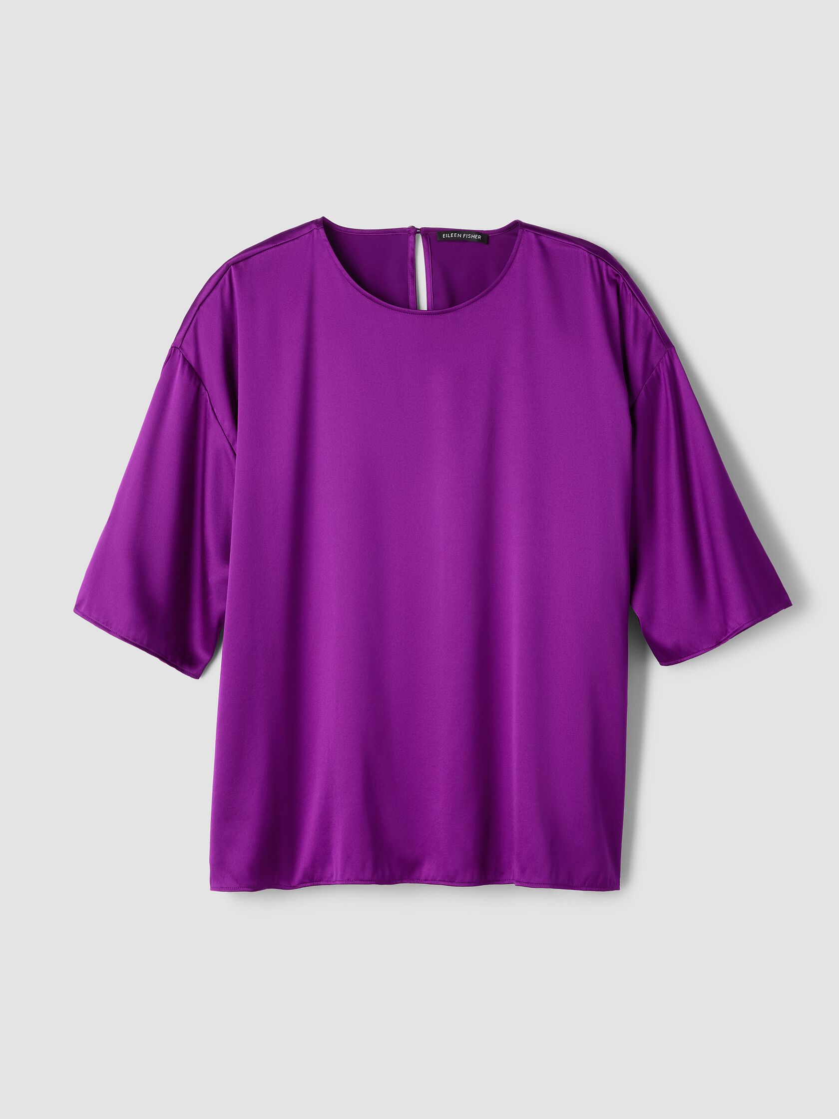 Stretch Silk Charmeuse Round Neck Top