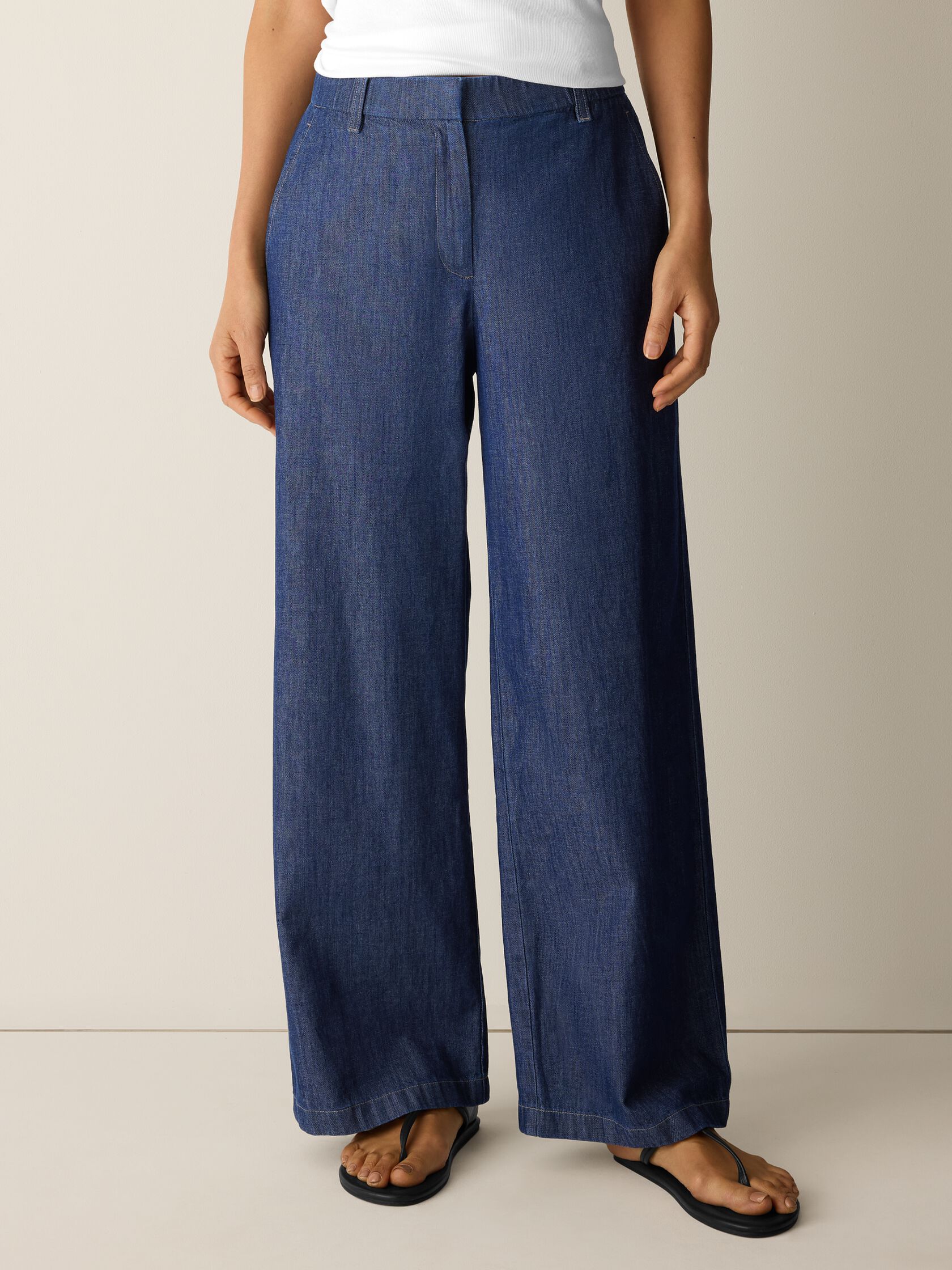 Lightweight Organic Cotton Denim Full-Length Trouser