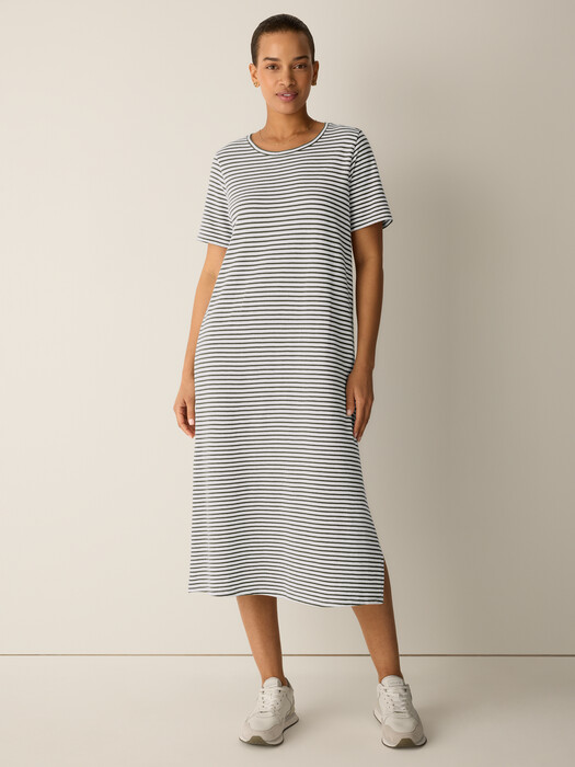 striped tee shirt dress 100% Cotton White Stripe Mini T-Shirt Dress - All Dresses