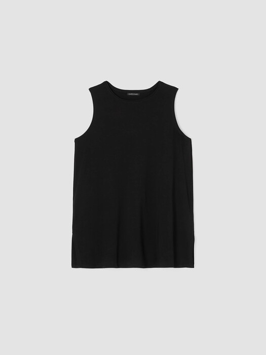 Stretch Jersey Knit Crew Neck Long Tank