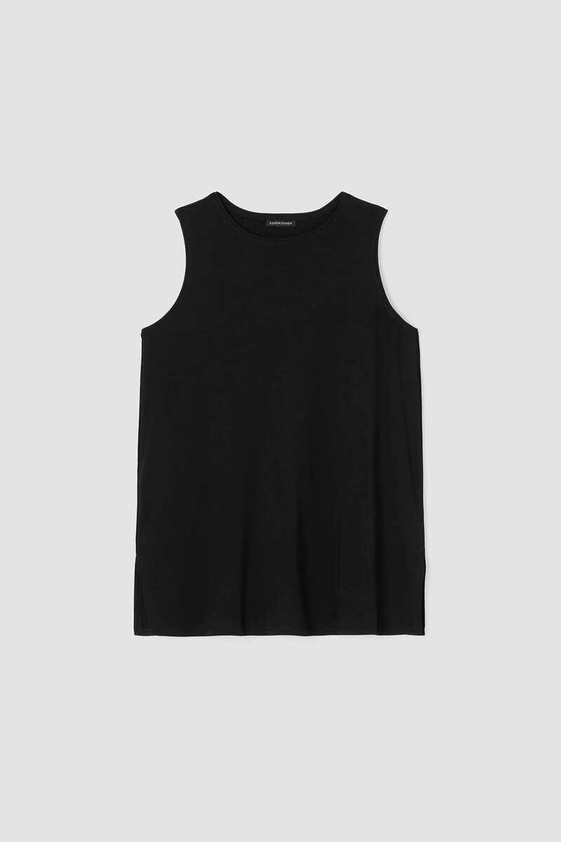 Stretch Jersey Knit Crew Neck Long Tank Stretch Jersey Knit Crew Neck Long Tank