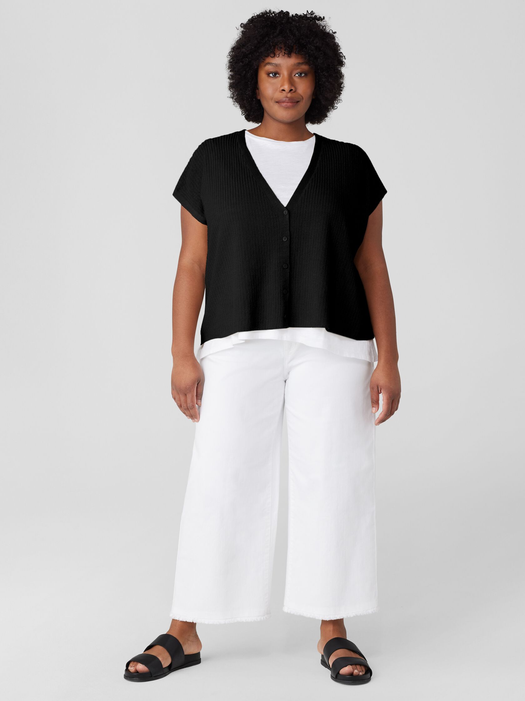 Organic Linen Cotton Short-Sleeve Cardigan