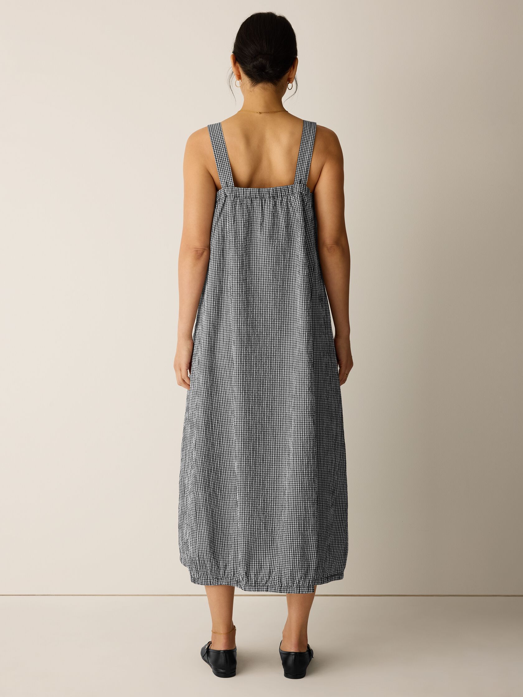 Organic Cotton Pucker Check Lantern Dress