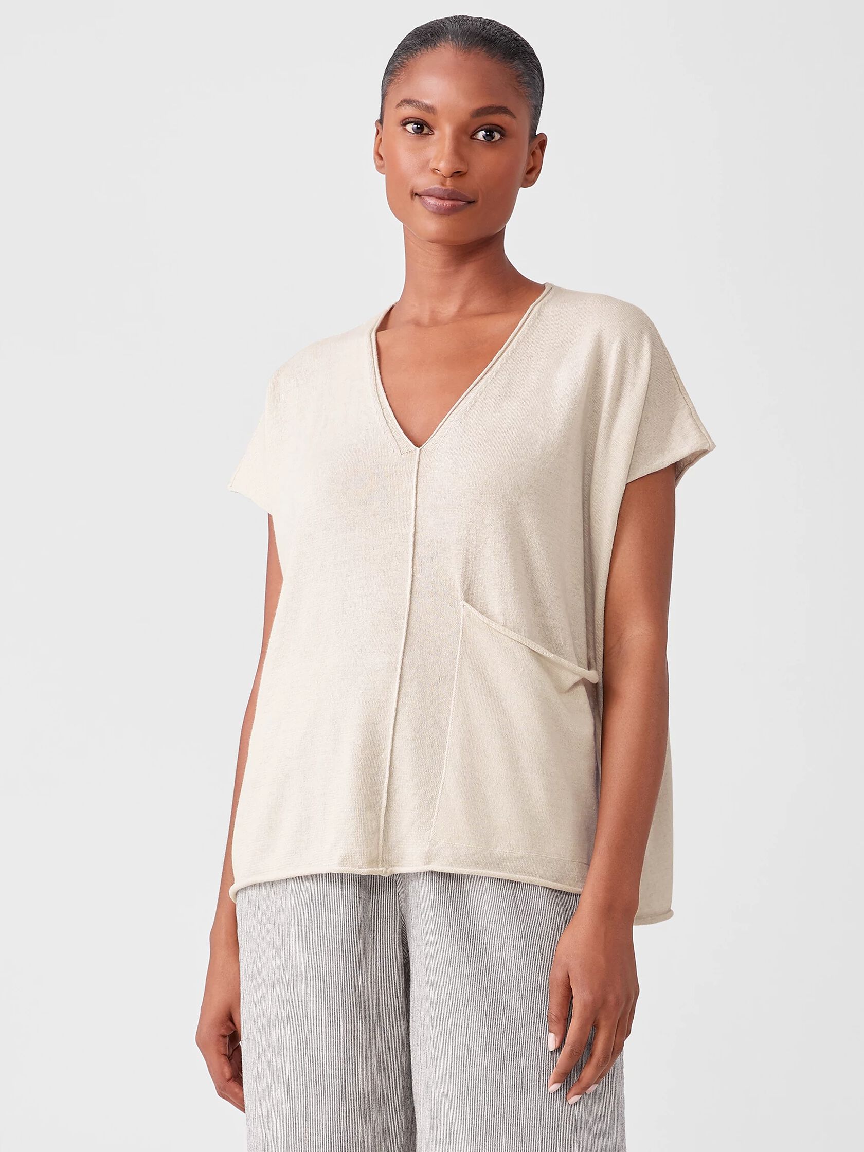 Organic Linen Cotton V-Neck Top