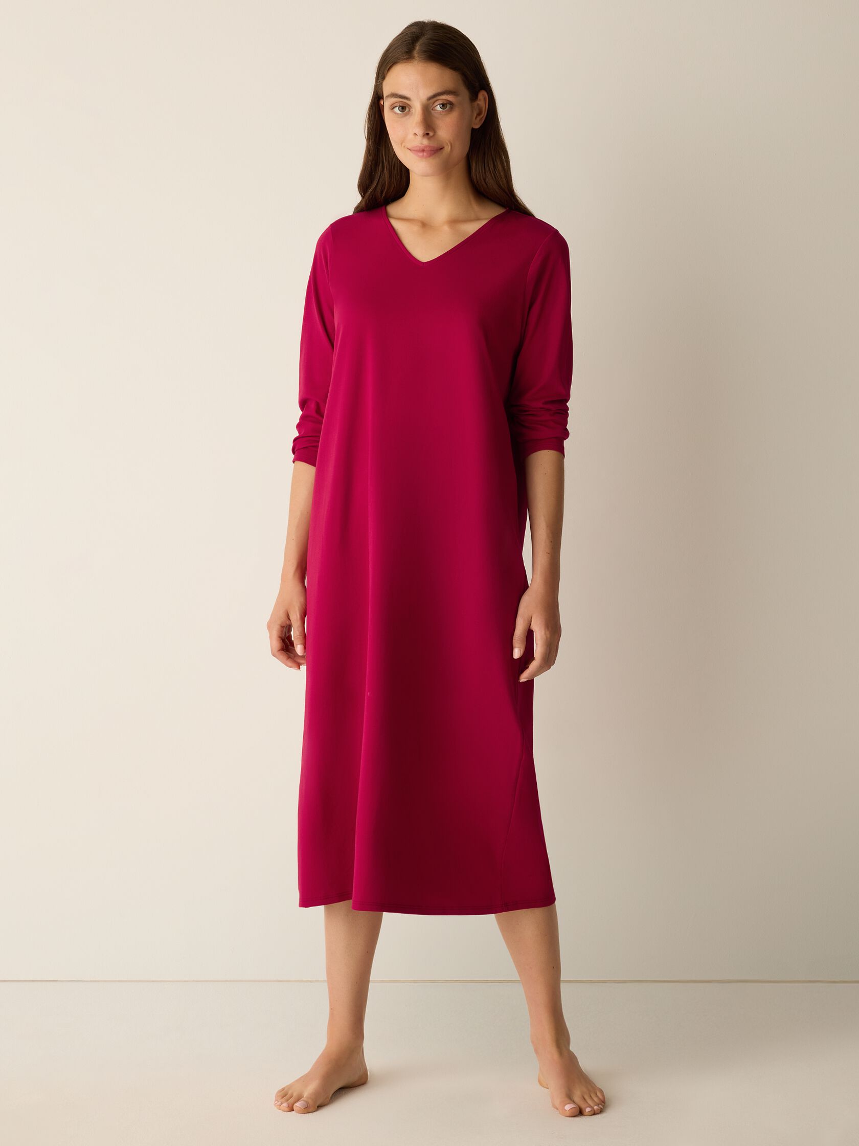 Organic Cotton Interlock V-Neck Sleep Dress