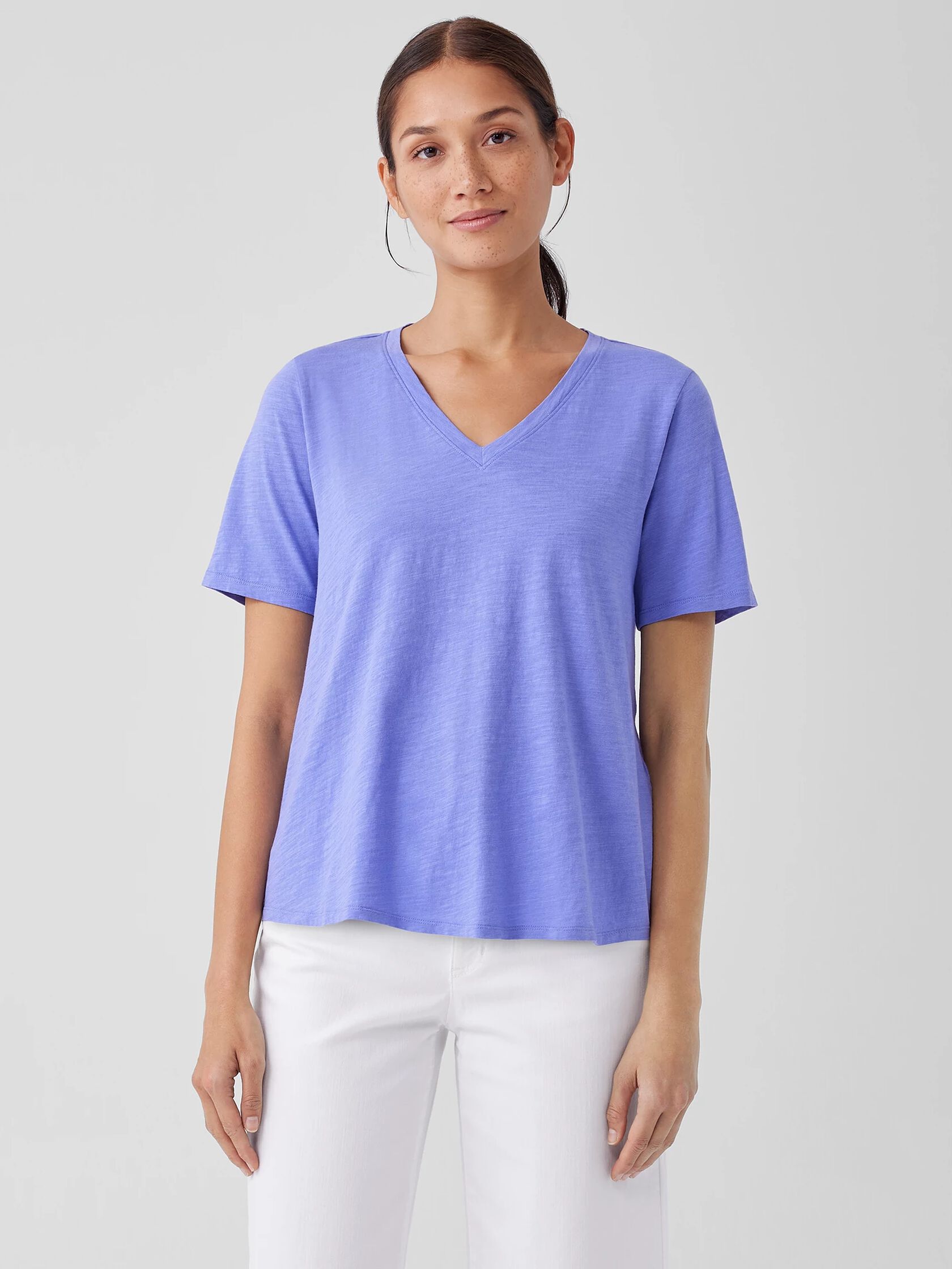 Organic Cotton Slub V-Neck Tee