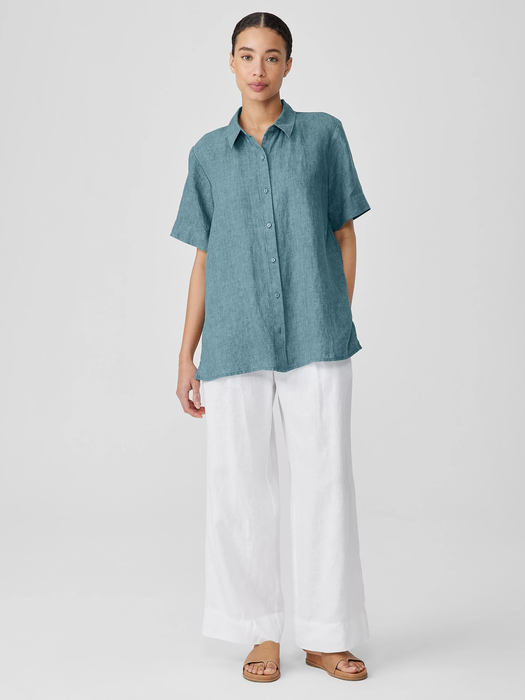 Washed Organic Linen Délavé Short-Sleeve Shirt