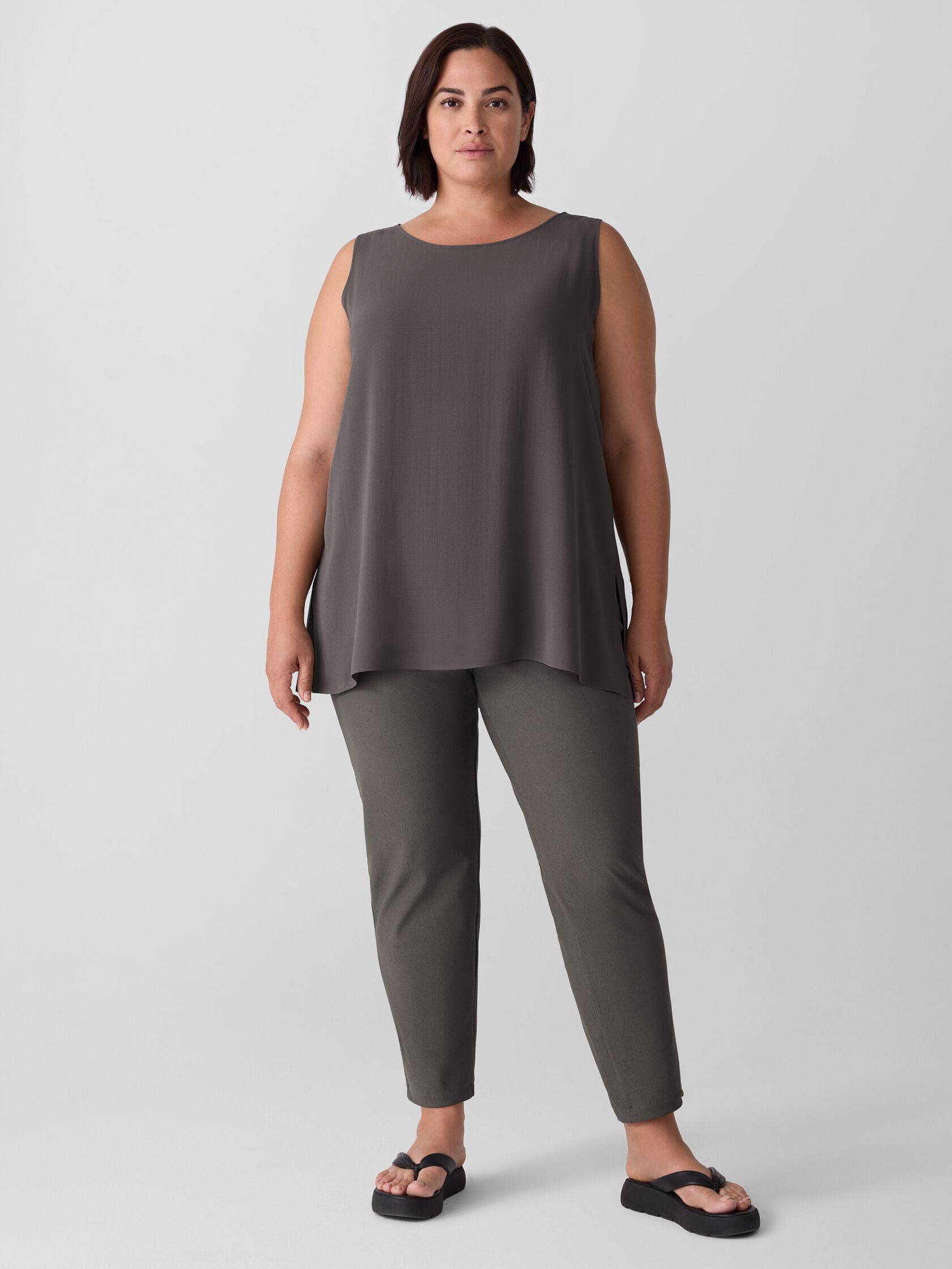 Washable Stretch Crepe Slim Pant
