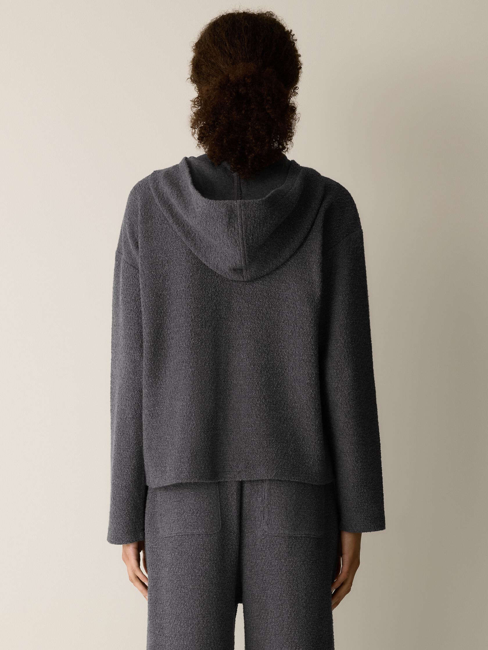 Organic Cotton Boucle Knit Hooded Jacket