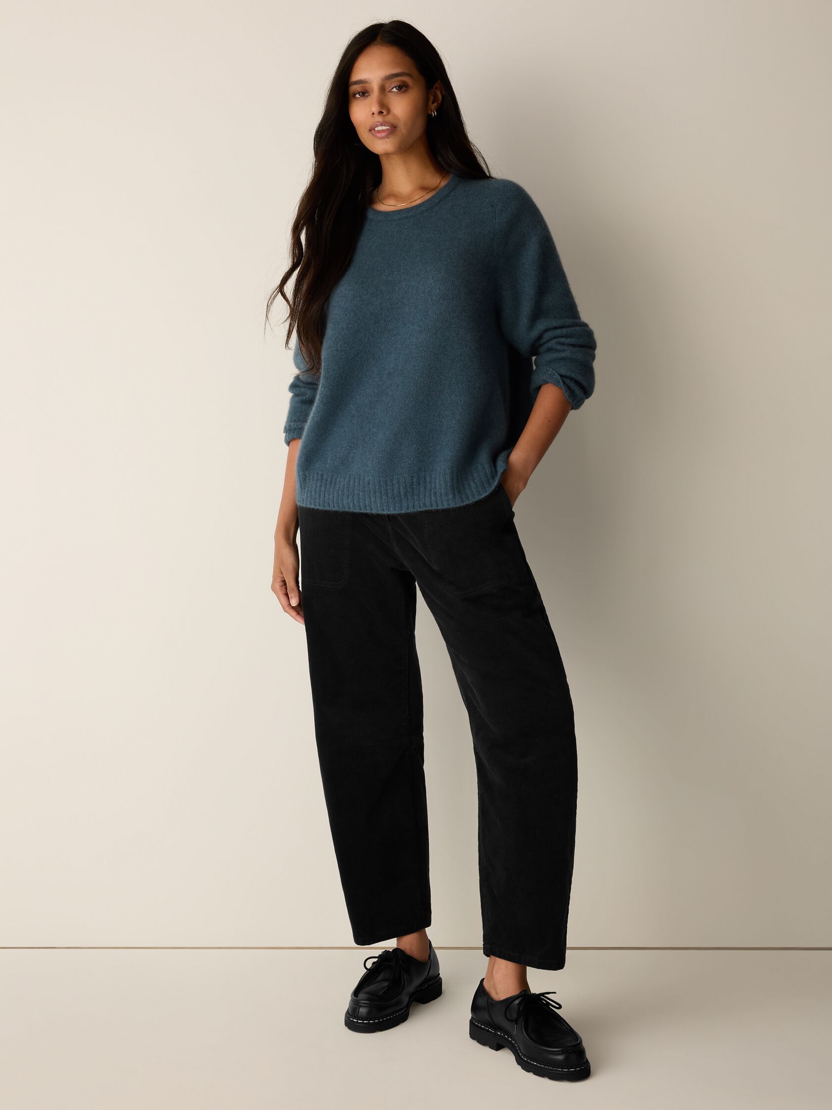 Cashmere Silk Boucle Bliss Crew Neck Top