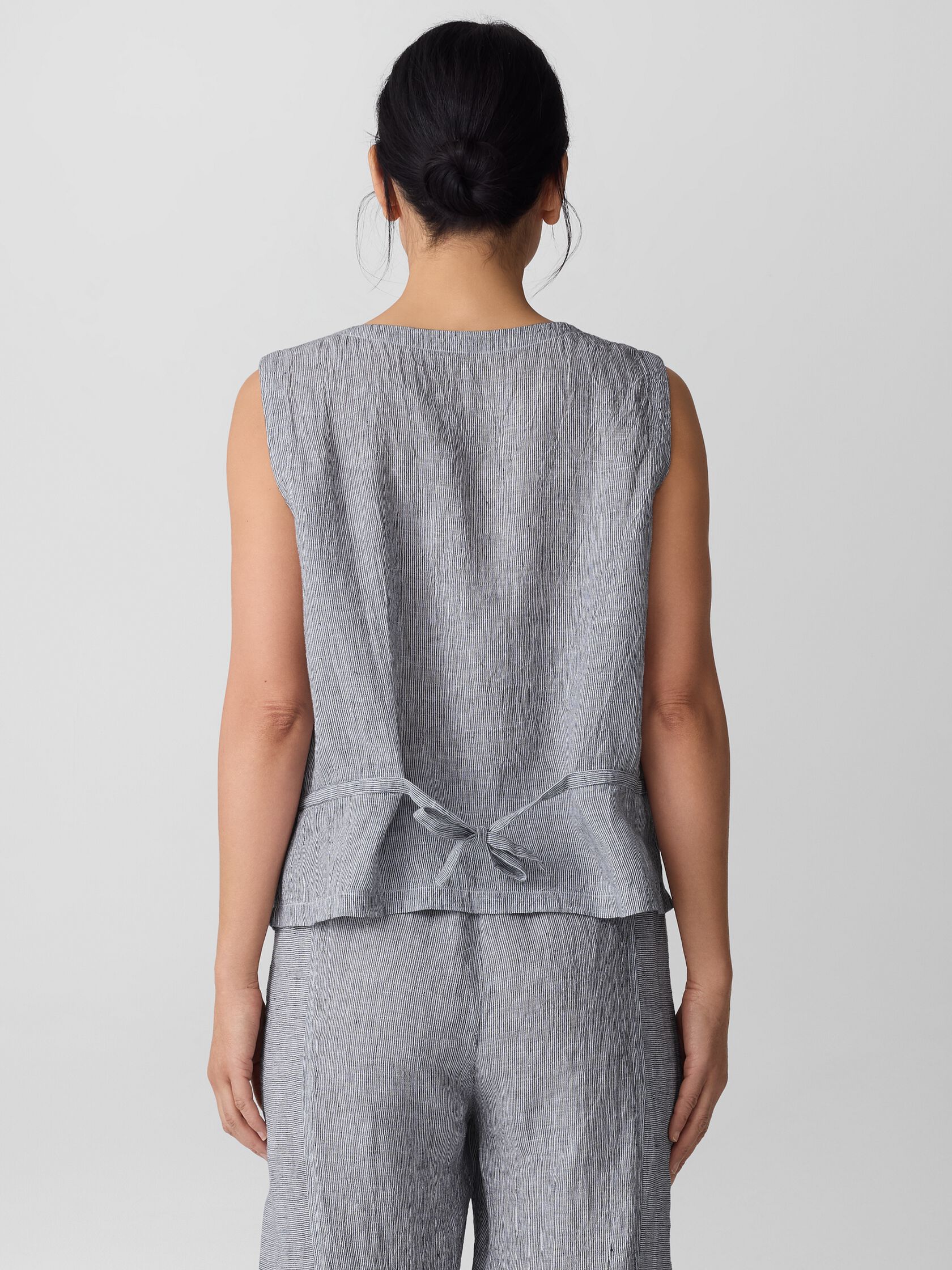 Puckered Organic Linen Stripe Vest