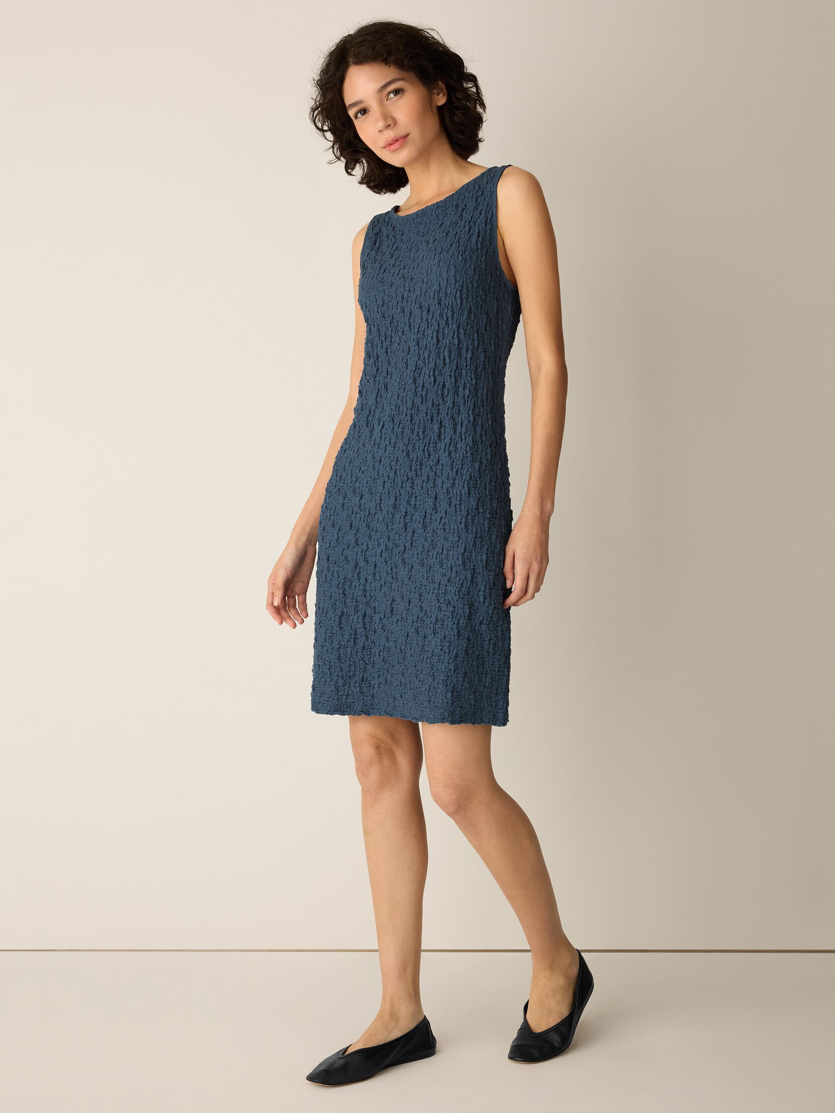 Bubble Jacquard Bateau Neck Dress