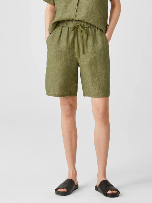 Washed Organic Linen Delave Shorts