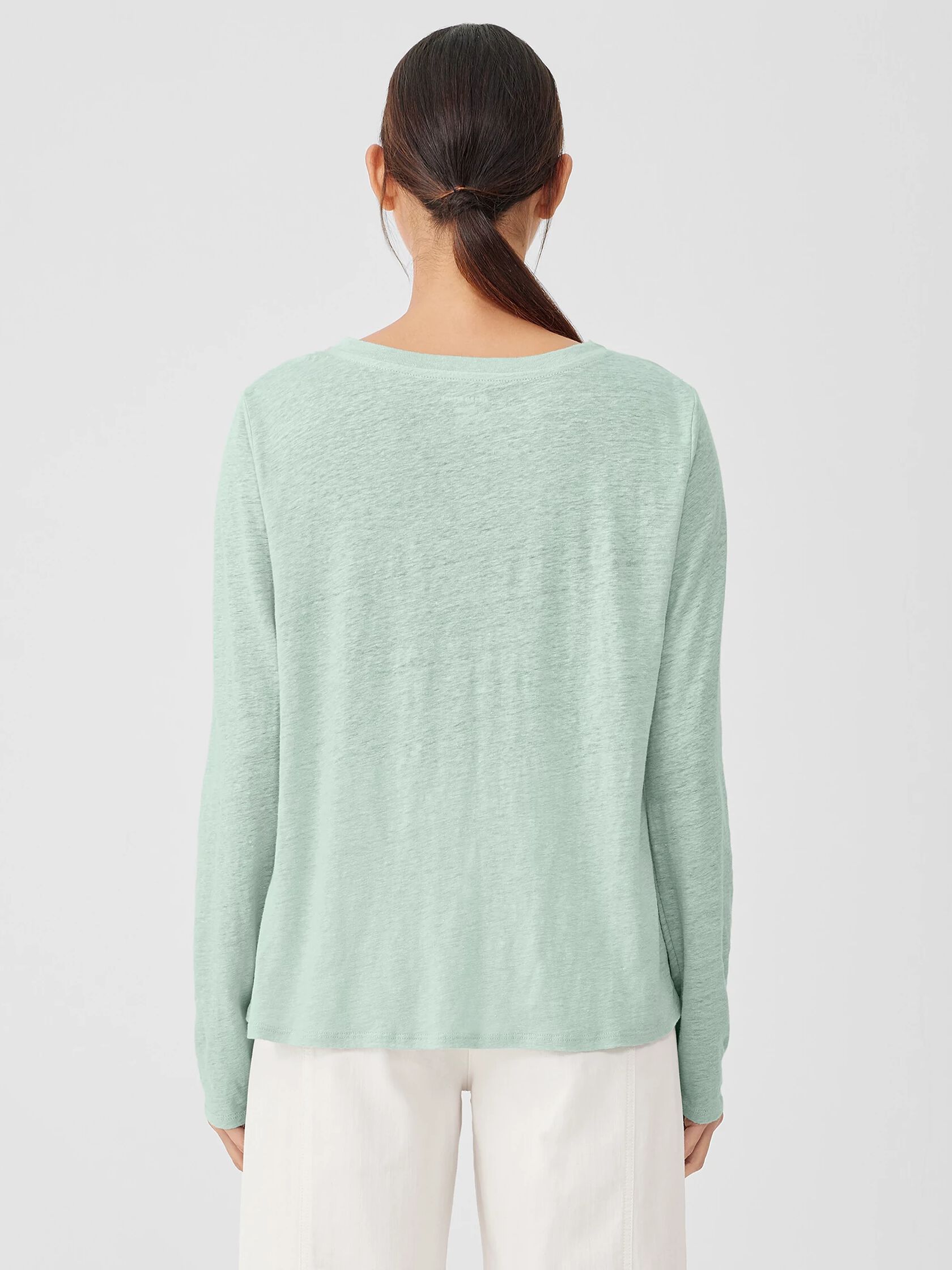 Organic Linen Jersey Crew Neck Top