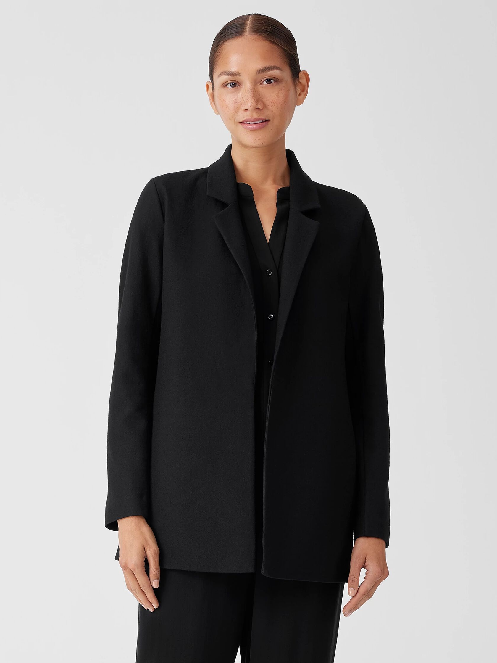 Boiled Wool Jersey Long Blazer