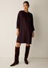Textured Satin Round Neck Dolman-Sleeve Dress