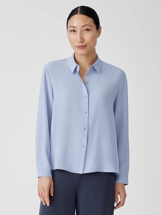 Silk Georgette Crepe Classic Collar Shirt