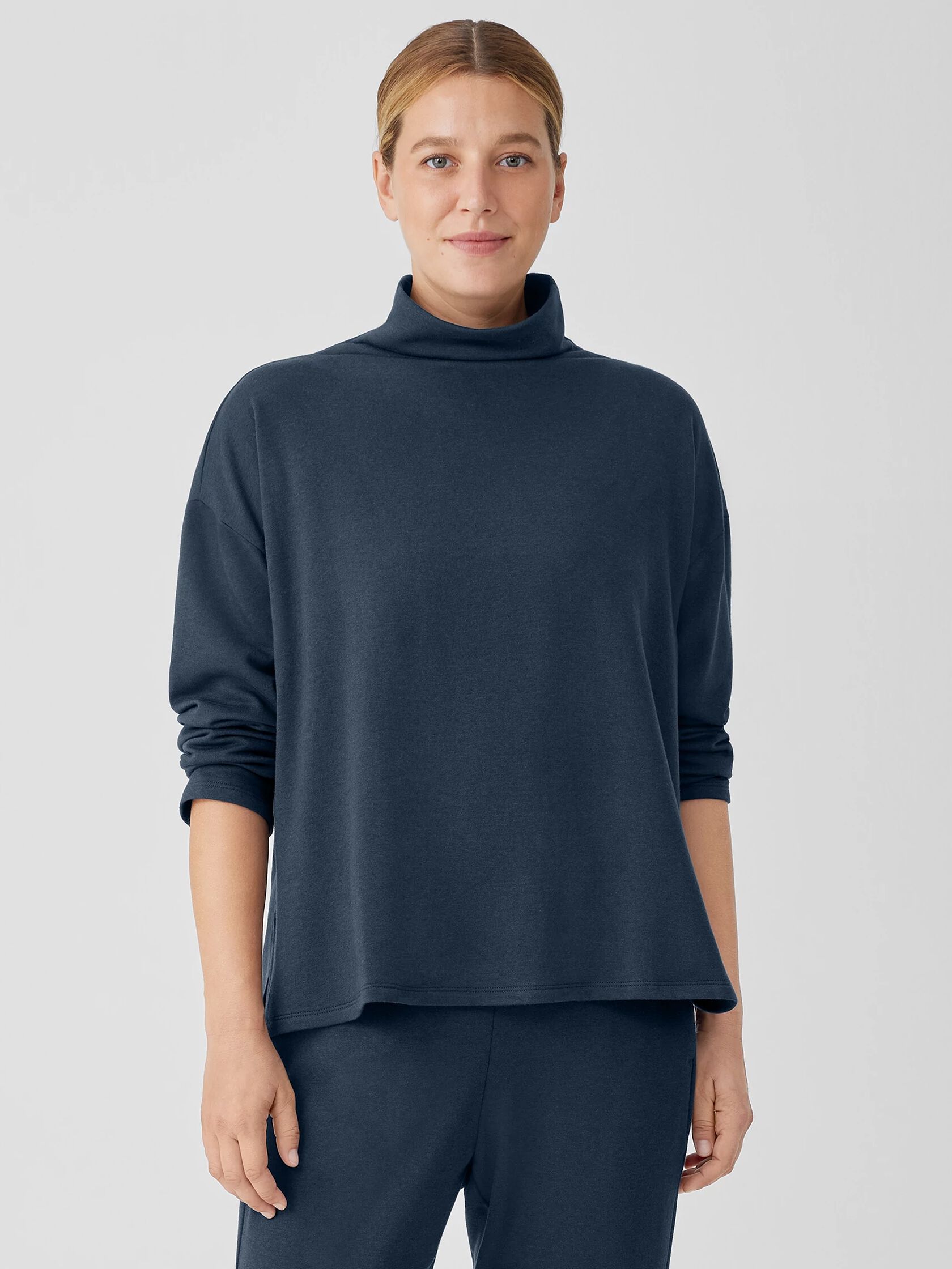 Cozy Brushed Terry Hug Funnel Neck Box-Top